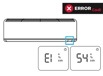 Error E1 54 que indica una avería en el funcionamiento del motor ventilador interior