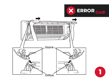 Retirar la tapa frontal del aire Mitsubishi para poder realizar la limpieza